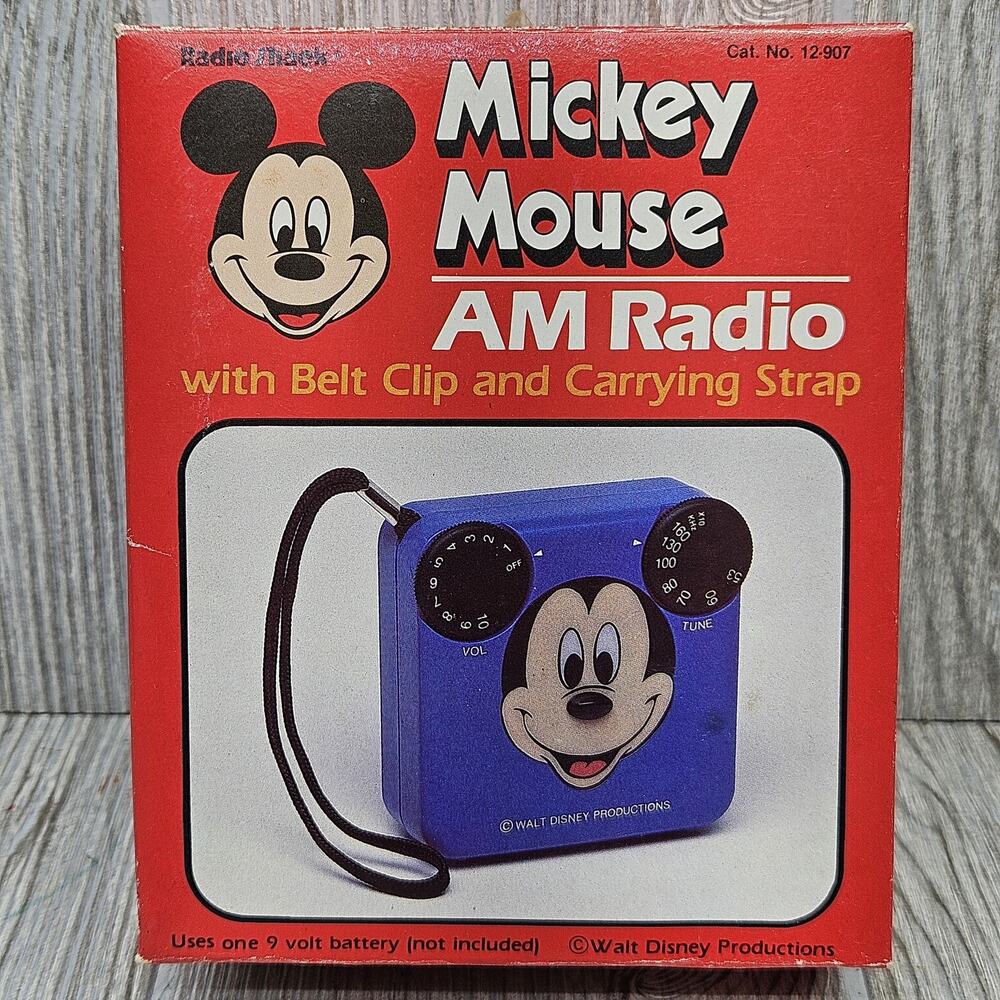 Vintage Mickey Mouse AM Radio Radio Shack Belt‎ Clip Boxed Disney New In Box